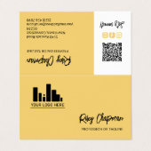 Soft Yellow QR Code Foto Social Media Icons Visitenkarten (Außenseite Aufgefaltet)