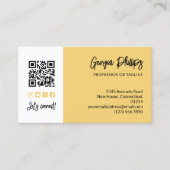 Soft Yellow QR Code Photo Socialmedia Brush Script Visitenkarte (Vorderseite)
