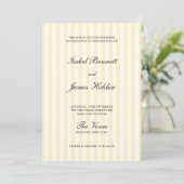 Soft Yellow Streifen Hochzeit  Einladung (Stehend Vorderseite)