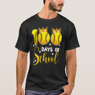 Softball 100 Days of School Happy 100. Tag 1 T-Shirt