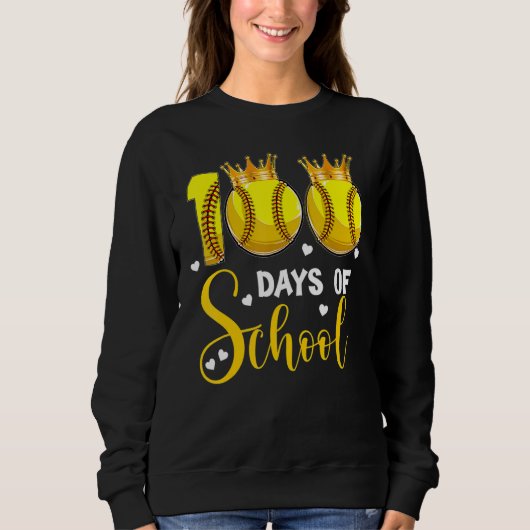 Softball 100 Days of School Happy 100th Day 1 Sweatshirt (Vorderseite)