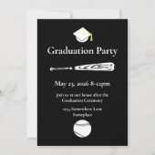 Softball 3 Photo Black Graduation Flat Card (Rückseite)