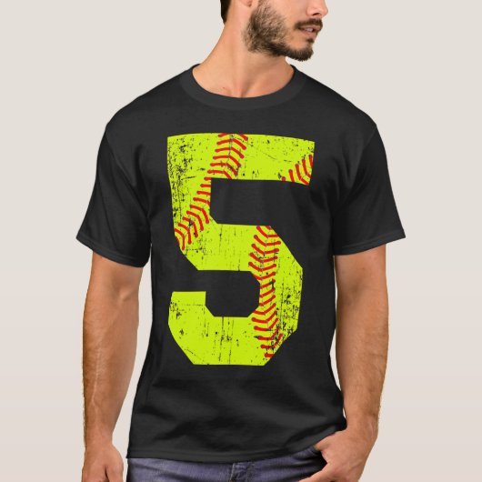 Softball 5 Jersey-Nummer T-Shirt (Vorderseite)