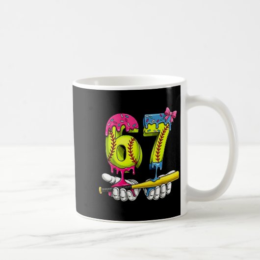 Softball 67 Ice Cream Drip Six Seven Boys Funny Me Kaffeetasse (Rechts)