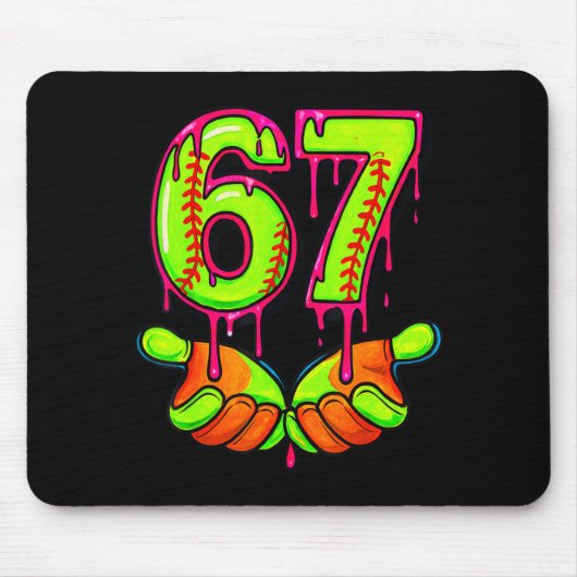 Softball 67 Six Seven Funny Gen Alpha Meme Drip Te Mousepad (Vorne)