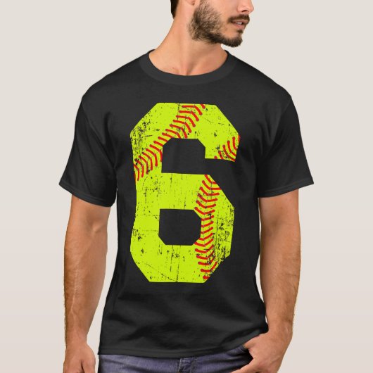 Softball 6 Jersey-Nummer T-Shirt (Vorderseite)