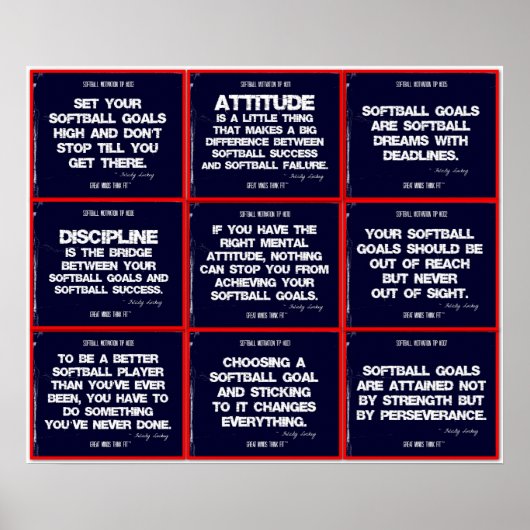 Softball 9 Angebotskollektion in Rot, Weiß und Bla Poster (Vorne)