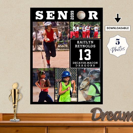 Softball-Abschluss-Collage 5 Foto-Collage Poster
