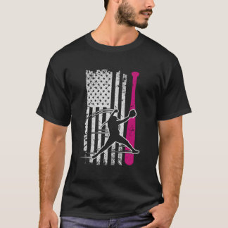 Softball American Flag Girls Geschenk T-Shirt