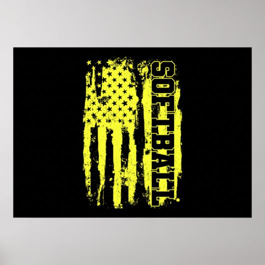 Softball American Flag Softball Player Poster (Vorne)