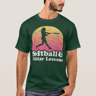 Softball and Guitar Lessons Women or Girls Guitar T-Shirt