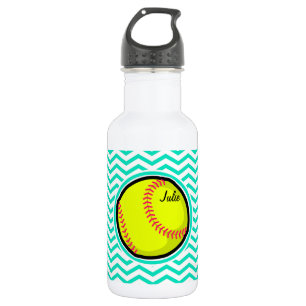 Softball; Aqua Green Zickzack Edelstahlflasche