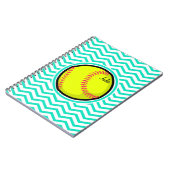 Softball; Aqua Green Zickzack Notizblock (Linke Seite)