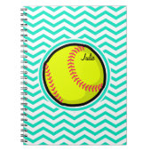 Softball; Aqua Green Zickzack Notizblock (Vorderseite)