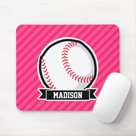 Softball auf rosa Streifen Mousepad (Mit Mouse)