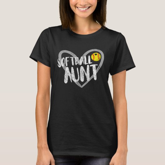 Softball Aunt Heart T-Shirt (Vorderseite)