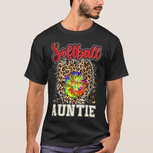 Softball Auntie Leopard Game Day T-Shirt (Vorderseite)
