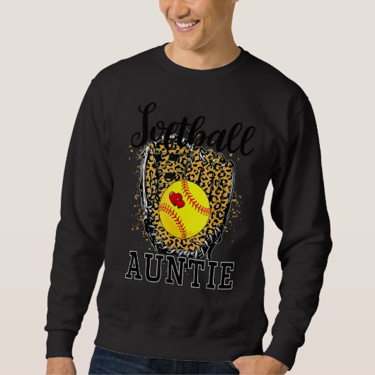 Softball Auntie Leopard Game Day Tante Mutter Soft Sweatshirt (Vorderseite)