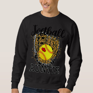 Softball Auntie Leopard Game Day Tante Mutter Soft Sweatshirt