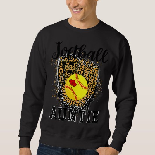 Softball Auntie Leopard Game Day Tante Mutter Soft Sweatshirt (Vorderseite)