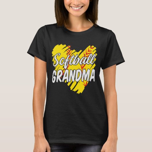Softball Ball Heart Großmutter Muttertag Niedlich T-Shirt (Vorderseite)