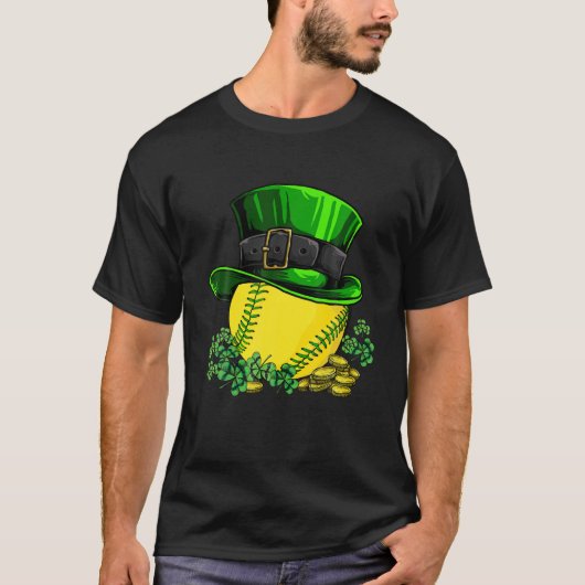 Softball Ball Kleeblatt St Patricks Day Boys Men S T-Shirt (Vorderseite)
