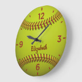 Softball-Ball Monogram-Acrylic-Wandklemme Große Wanduhr (Winkel)