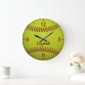 Softball-Ball Monogram-Acrylic-Wandklemme Große Wanduhr (Zuhause)