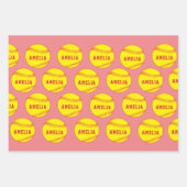 Softball Ball Player Kinder Name Geburtstag Geschenkpapier Set (Vorderseite 3)