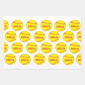 Softball Ball Player Kinder Name Geburtstag Geschenkpapier Set (Vorderseite 2)