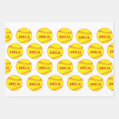 Softball Ball Player Kinder Name Geburtstag Geschenkpapier Set (Vorderseite 3)