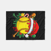 Softball Ball Santa Hat Christmas Softball Drip Xm Fleecedecke (Vorderseite (Horizontal))