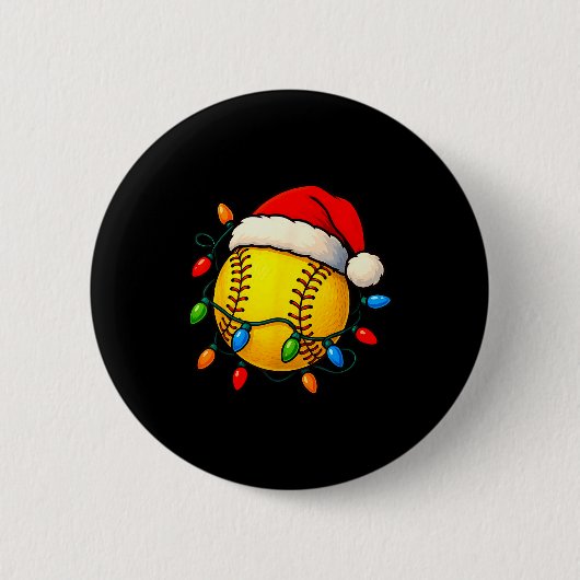 Softball Ball Santa Hat Christmas Softball Xmas Li Button (Vorderseite)