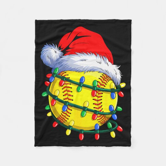 Softball Ball Santa Hat Christmas Softball Xmas Li Fleecedecke (Vorderseite)