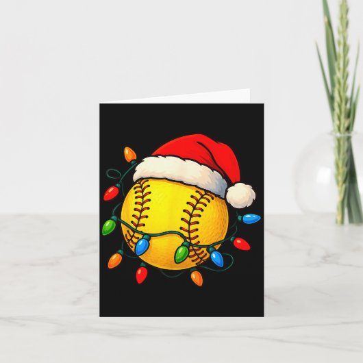 Softball Ball Santa Hat Christmas Softball Xmas Li Karte (Vorderseite)