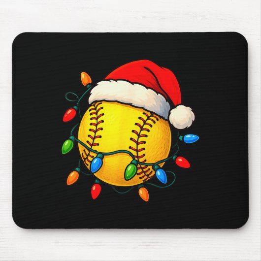 Softball Ball Santa Hat Christmas Softball Xmas Li Mousepad (Vorne)