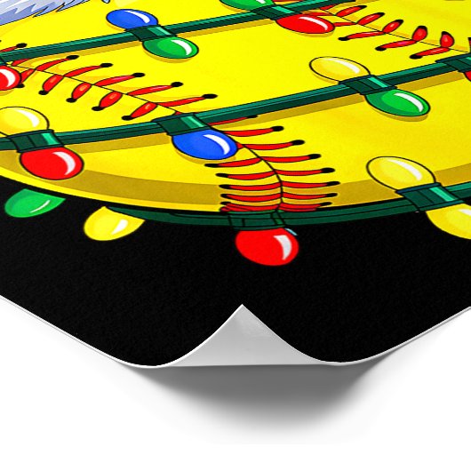 Softball Ball Santa Hat Christmas Softball Xmas Li Poster (Ecke)