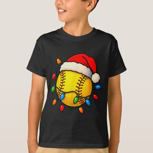 Softball Ball Santa Hat Christmas Softball Xmas Li T-Shirt (Vorderseite)