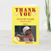 Softball Ball Sports Foto Coach Dankeskarte (Vorderseite)