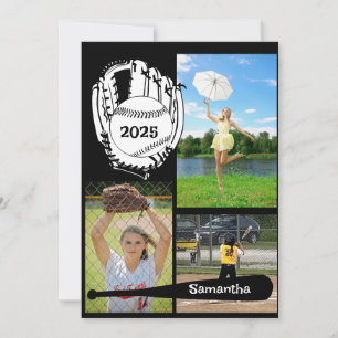 Softball/Baseball 3 Foto Collage Black Ankündigung