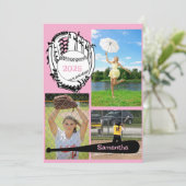 Softball/Baseball 3 Foto Rosa Abschluss Einladung (Stehend Vorderseite)
