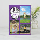 Softball/Baseball 3 Lila FotoCollage Ankündigung (Stehend Vorderseite)