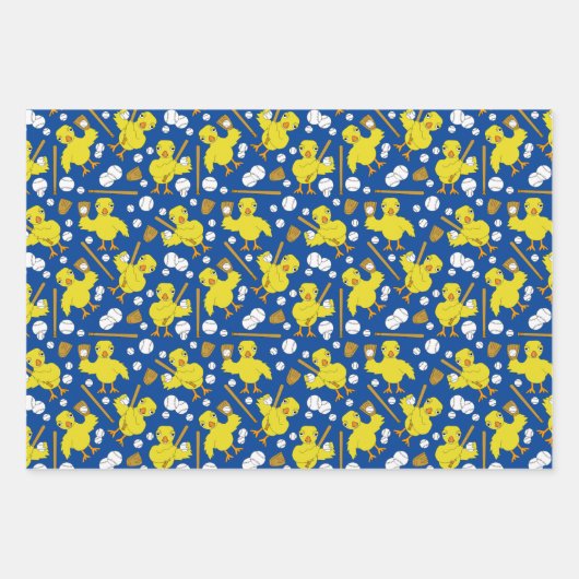 Softball Baseball Chick Muster Geschenkpapier Set (Vorderseite 3)