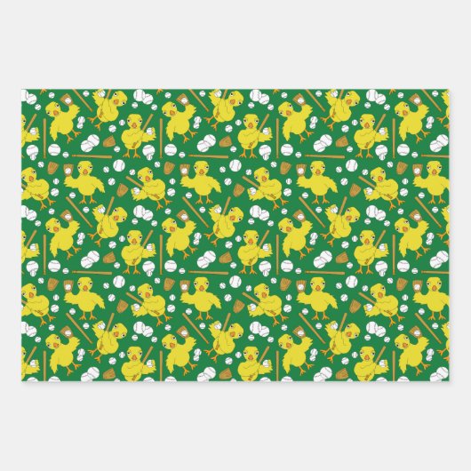 Softball Baseball Chick Muster Geschenkpapier Set (Vorderseite 2)