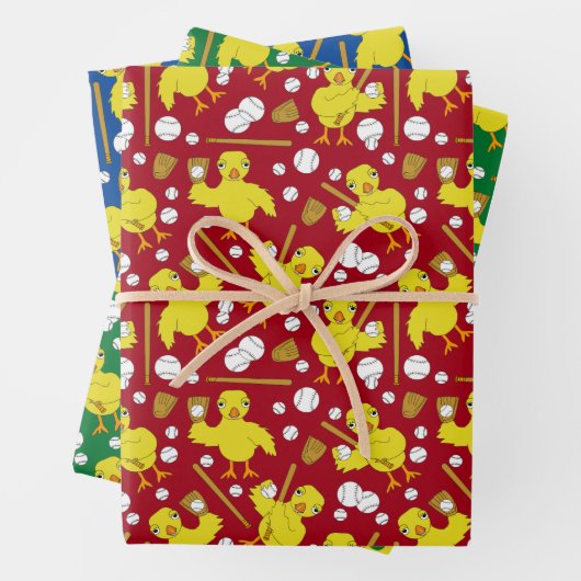 Softball Baseball Chick Muster Geschenkpapier Set (Beispiel)