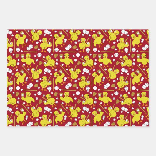 Softball Baseball Chick Muster Geschenkpapier Set (Vorderseite)