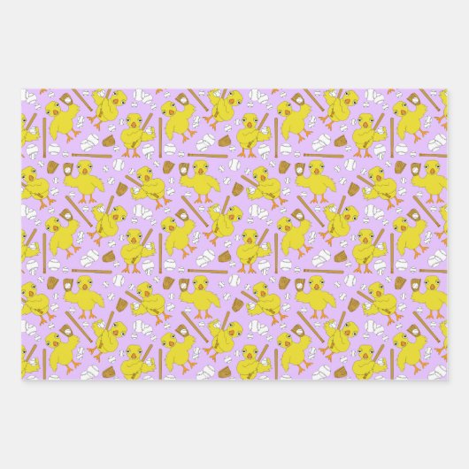Softball Baseball Chick Pattern Wrapping Paper Sie Geschenkpapier Set (Vorderseite 2)