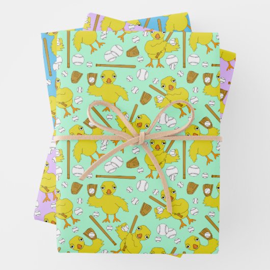 Softball Baseball Chick Pattern Wrapping Paper Sie Geschenkpapier Set (Beispiel)