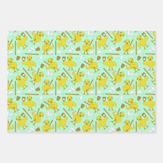 Softball Baseball Chick Pattern Wrapping Paper Sie Geschenkpapier Set (Vorderseite)