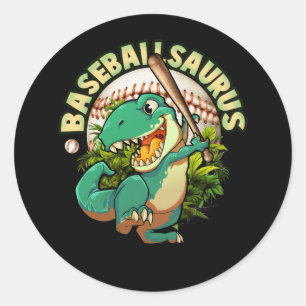Softball Baseball Dinosaurus Sport Batter Runder Aufkleber